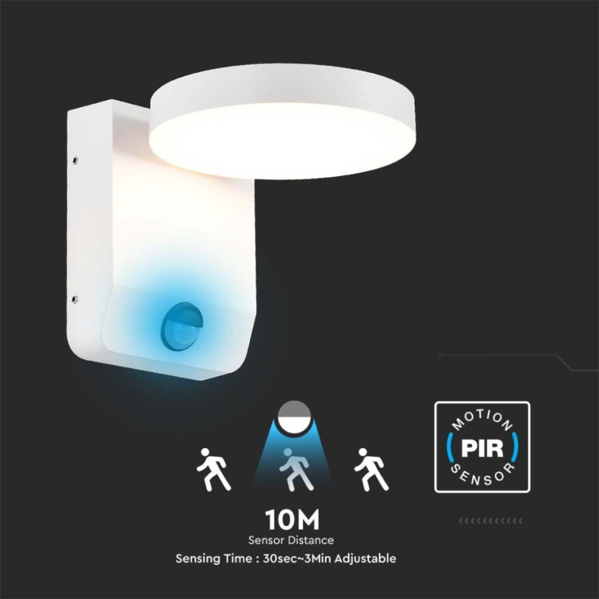 LED Вуличний настінний гнучкий світильник з датчиком LED/17W/230V IP65 3000K білий