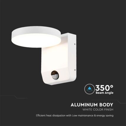 LED Вуличний настінний гнучкий світильник з датчиком LED/17W/230V IP65 3000K білий
