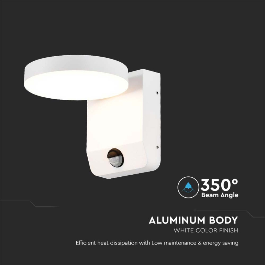 LED Вуличний настінний гнучкий світильник з датчиком LED/17W/230V IP65 3000K білий