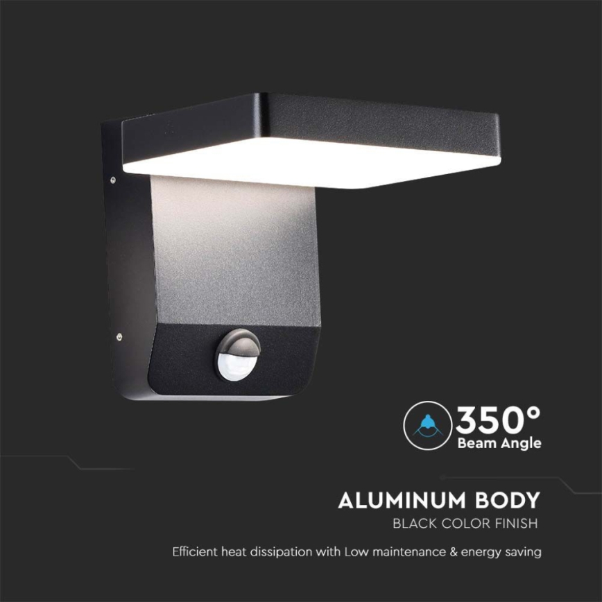 LED Вуличний настінний гнучкий світильник з датчиком LED/17W/230V IP65 3000K чорний
