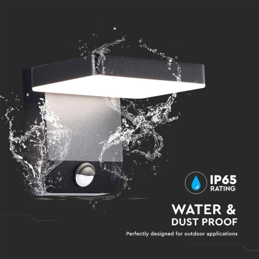 LED Вуличний настінний гнучкий світильник з датчиком LED/17W/230V IP65 3000K чорний