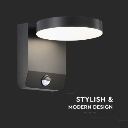 LED Вуличний настінний гнучкий світильник з датчиком LED/17W/230V IP65 3000K чорний