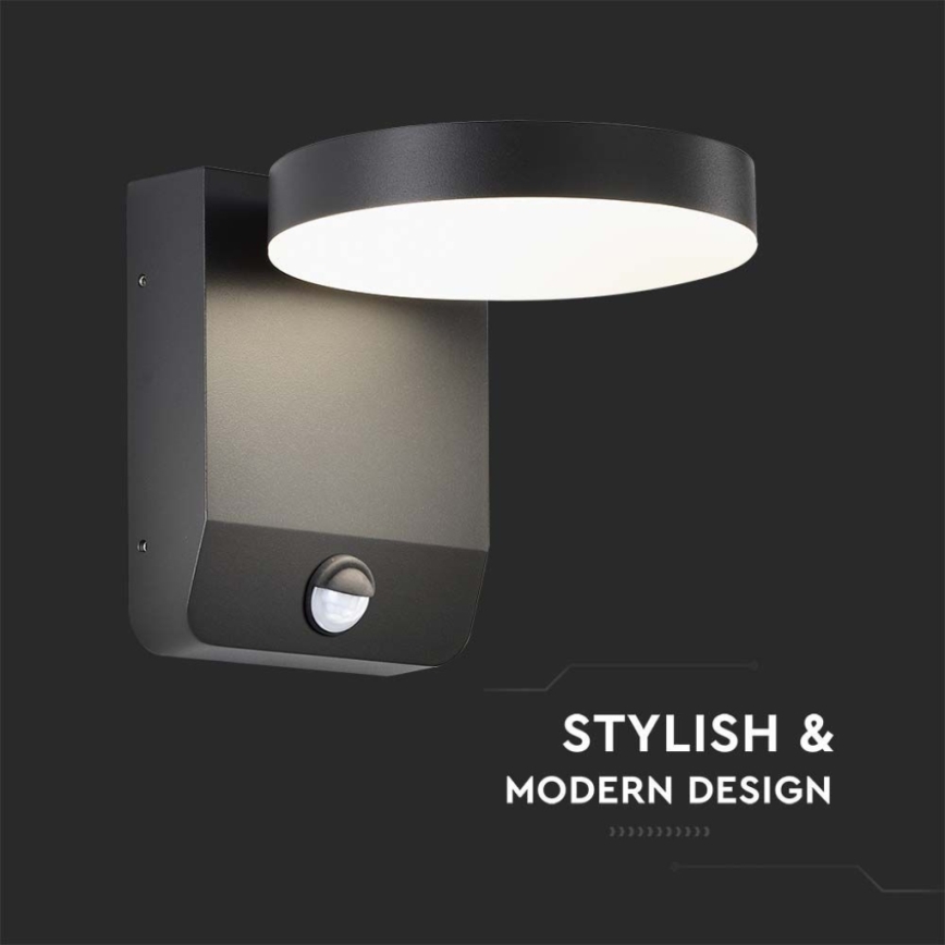 LED Вуличний настінний гнучкий світильник з датчиком LED/17W/230V IP65 3000K чорний