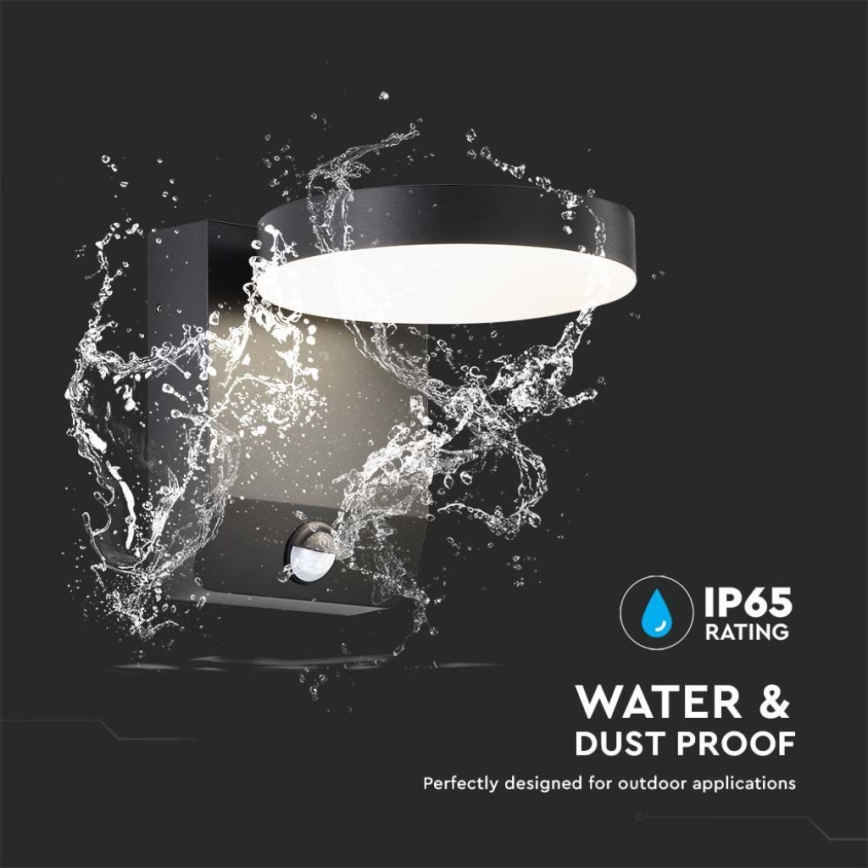 LED Вуличний настінний гнучкий світильник з датчиком LED/17W/230V IP65 3000K чорний