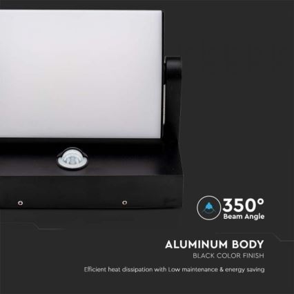 LED Вуличний настінний світильник з датчиком LED/17W/230V 3000K IP65 чорний