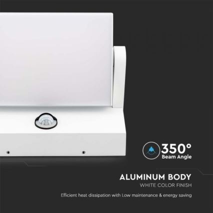 LED Вуличний настінний світильник з датчиком LED/17W/230V 4000K IP65 білий