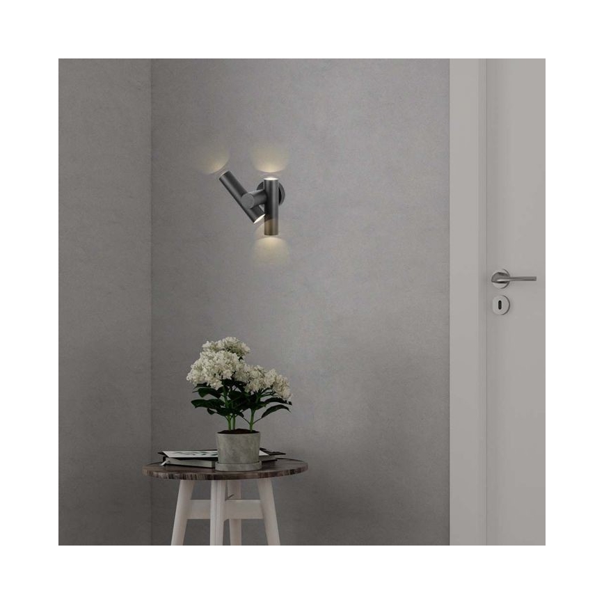 LED Вуличний настінний точковий гнучкий світильник 2xLED/3W/230V 4000K IP44 чорний