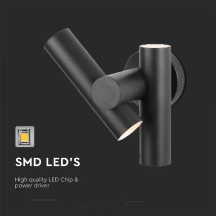LED Вуличний настінний точковий гнучкий світильник 2xLED/3W/230V 4000K IP44 чорний