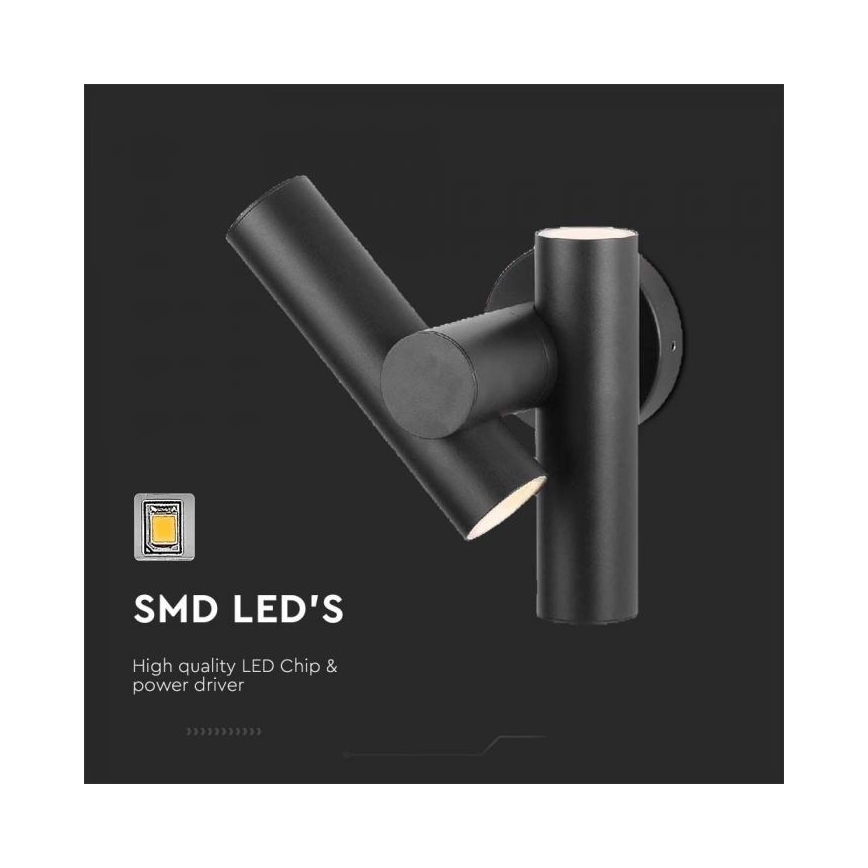 LED Вуличний настінний точковий гнучкий світильник 2xLED/3W/230V 4000K IP44 чорний