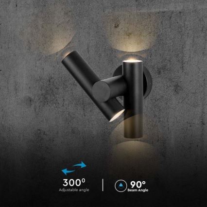 LED Вуличний настінний точковий гнучкий світильник 2xLED/3W/230V 4000K IP44 чорний
