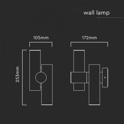 LED Вуличний настінний точковий гнучкий світильник 2xLED/3W/230V 4000K IP44 чорний