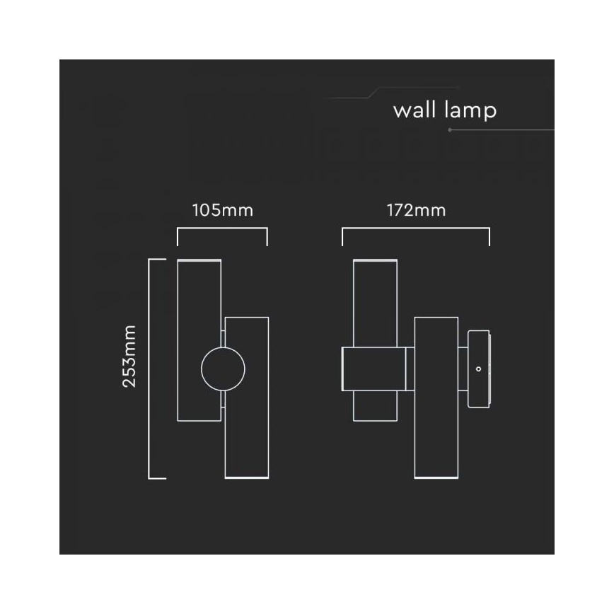 LED Вуличний настінний точковий гнучкий світильник 2xLED/3W/230V 4000K IP44 чорний