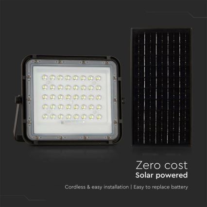 LED Вуличний з регулюванням яскравості прожектор на сонячній батареї LED/10W/3,2V IP65 6400K 6000 mAh чорний + пульт дистанційного керування