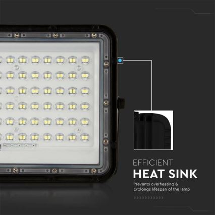 LED Вуличний з регулюванням яскравості прожектор на сонячній батареї LED/15W/3,2V IP65 4000K 12000 mAh чорний + пульт дистанційного керування