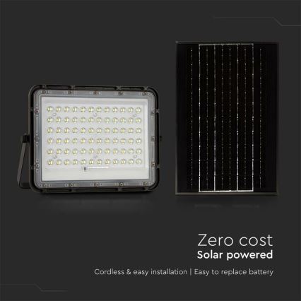 LED Вуличний з регулюванням яскравості прожектор на сонячній батареї LED/15W/3,2V IP65 4000K 12000 mAh чорний + пульт дистанційного керування