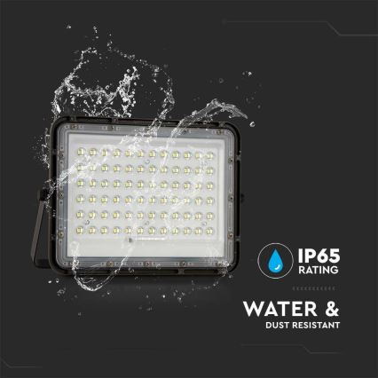 LED Вуличний з регулюванням яскравості прожектор на сонячній батареї LED/15W/3,2V IP65 4000K 12000 mAh чорний + пульт дистанційного керування