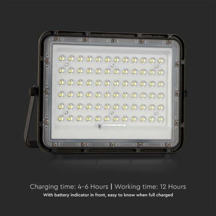 LED Вуличний з регулюванням яскравості прожектор на сонячній батареї LED/15W/3,2V IP65 4000K 12000 mAh чорний + пульт дистанційного керування