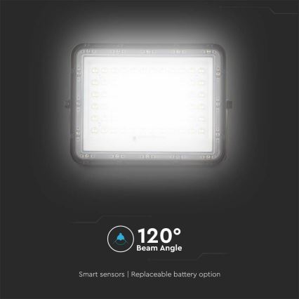 LED Вуличний з регулюванням яскравості прожектор на сонячній батареї LED/15W/3,2V IP65 4000K 12000 mAh чорний + пульт дистанційного керування