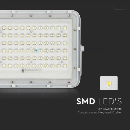 LED Вуличний з регулюванням яскравості прожектор на сонячній батареї LED/15W/3,2V IP65 6400K 12000 mAh білий + пульт дистанційного керування