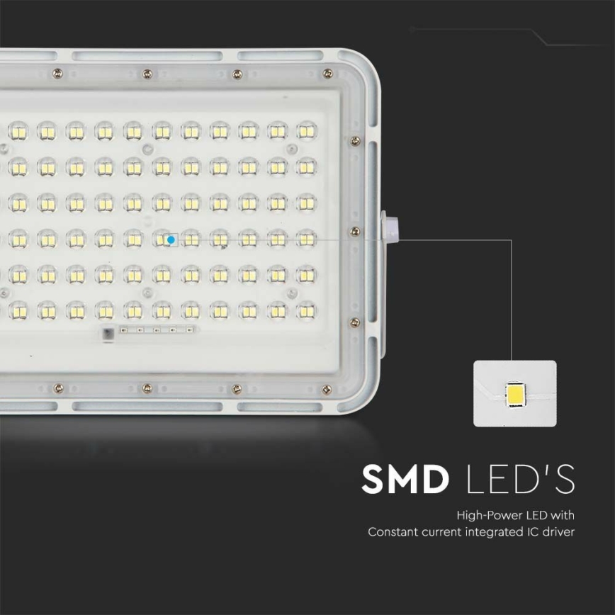 LED Вуличний з регулюванням яскравості прожектор на сонячній батареї LED/15W/3,2V IP65 6400K 12000 mAh білий + пульт дистанційного керування