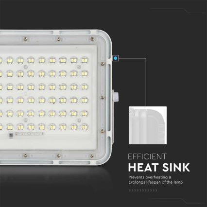 LED Вуличний з регулюванням яскравості прожектор на сонячній батареї LED/15W/3,2V IP65 6400K 12000 mAh білий + пульт дистанційного керування