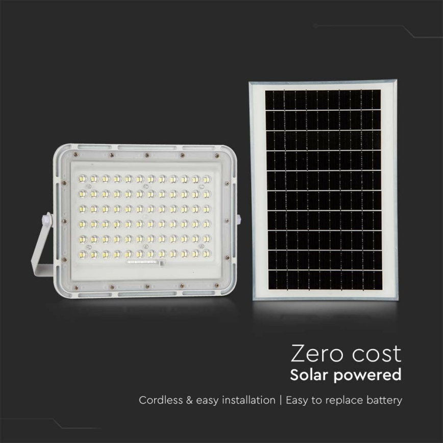 LED Вуличний з регулюванням яскравості прожектор на сонячній батареї LED/15W/3,2V IP65 6400K 12000 mAh білий + пульт дистанційного керування
