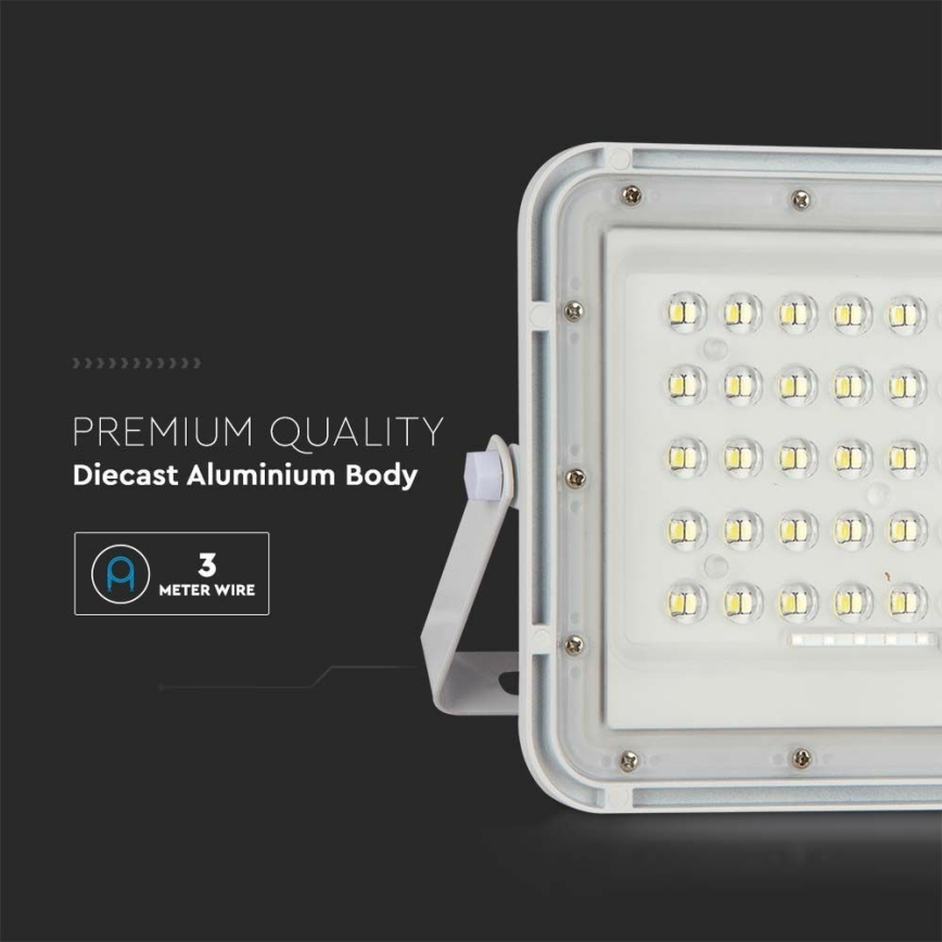 LED Вуличний з регулюванням яскравості прожектор на сонячній батареї LED/15W/3,2V IP65 6400K 12000 mAh білий + пульт дистанційного керування