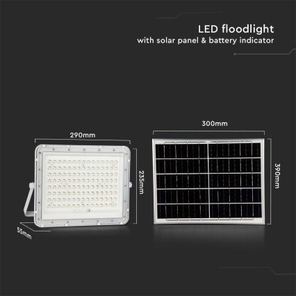LED Вуличний прожектор на сонячній батареї LED/20W/3,2V 6400K білий IP65 16000 mAh + пульт дистанційного керування