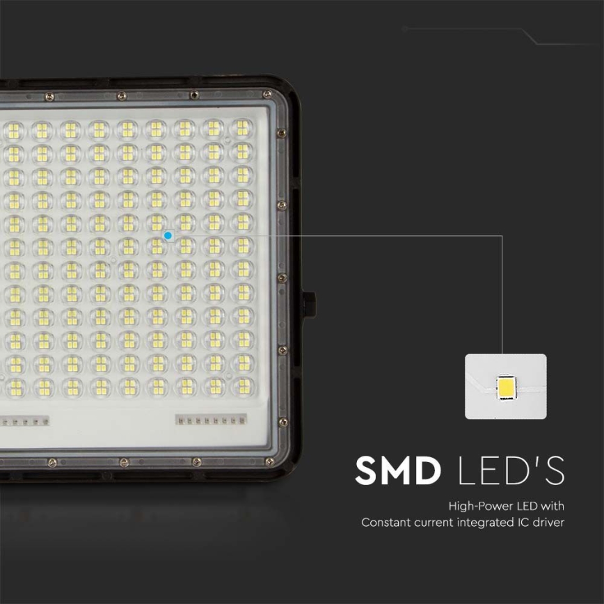 LED Вуличний прожектор на сонячній батареї LED/30W/3,2V 6400K чорний IP65 + пульт дистанційного керування