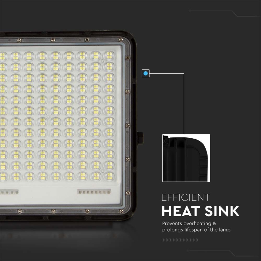 LED Вуличний прожектор на сонячній батареї LED/30W/3,2V 6400K чорний IP65 + пульт дистанційного керування