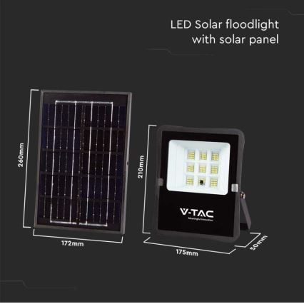 LED Вуличний прожектор на сонячній батареї LED/6W/3,2V 6400K IP65 4000 mAh + пульт дистанційного керування