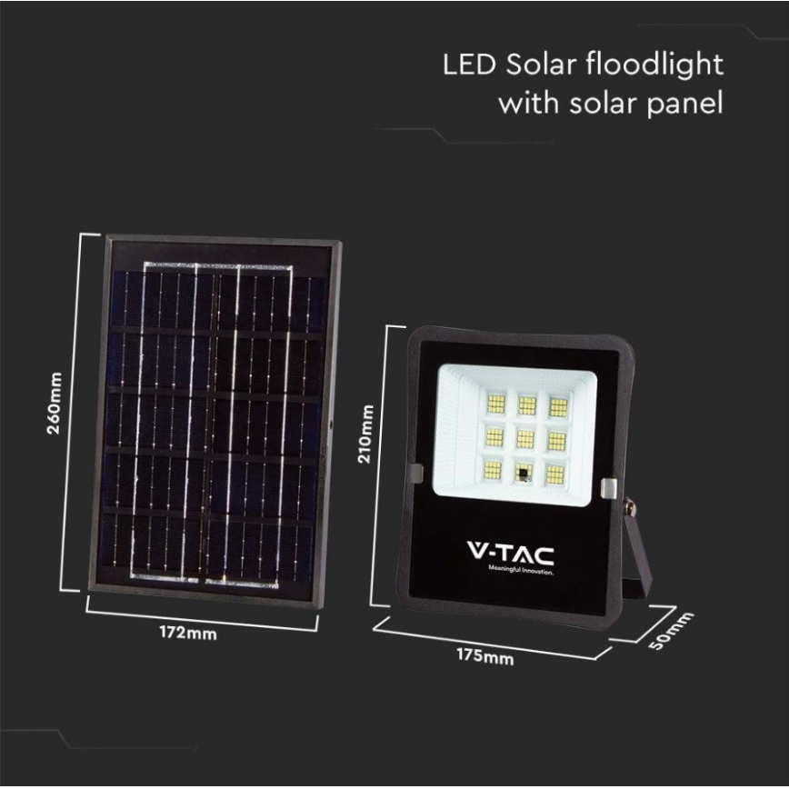 LED Вуличний прожектор на сонячній батареї LED/6W/3,2V 6400K IP65 4000 mAh + пульт дистанційного керування