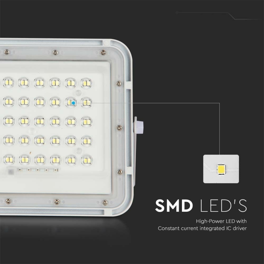LED Вуличний з регулюванням яскравості прожектор на сонячній батареї LED/6W/3,2V IP65 6400K 5000 mAh білий + пульт дистанційного керування