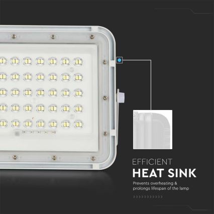 LED Вуличний з регулюванням яскравості прожектор на сонячній батареї LED/6W/3,2V IP65 6400K 5000 mAh білий + пульт дистанційного керування