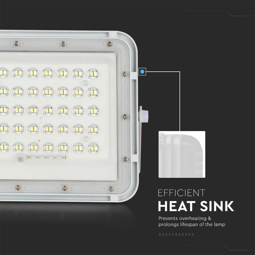 LED Вуличний з регулюванням яскравості прожектор на сонячній батареї LED/6W/3,2V IP65 6400K 5000 mAh білий + пульт дистанційного керування