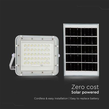 LED Вуличний з регулюванням яскравості прожектор на сонячній батареї LED/6W/3,2V IP65 6400K 5000 mAh білий + пульт дистанційного керування