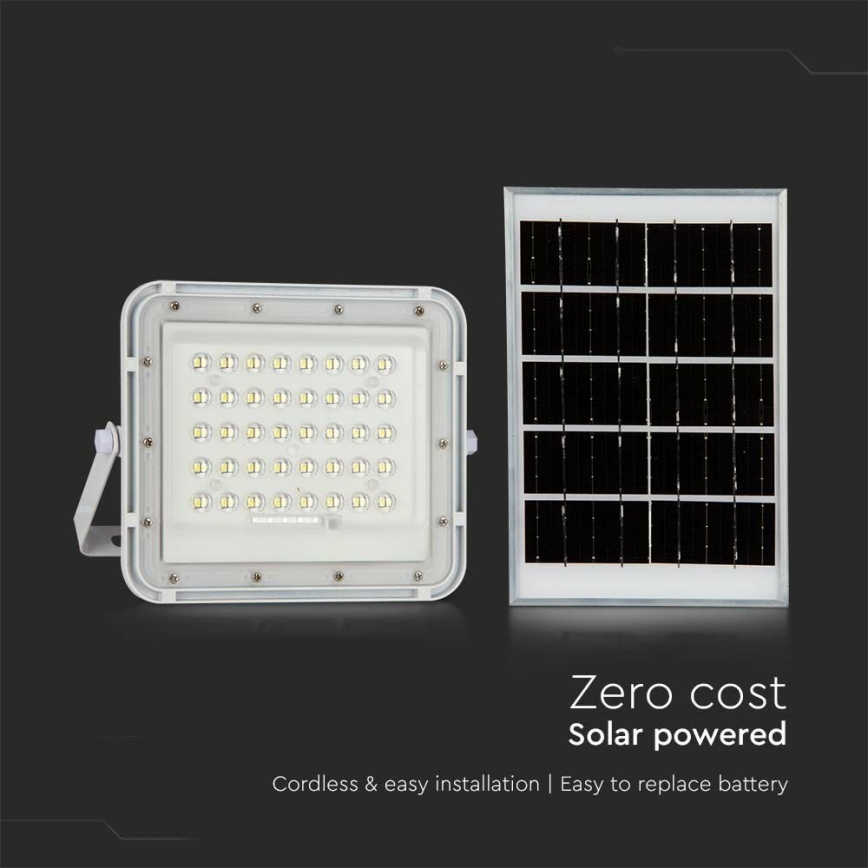 LED Вуличний з регулюванням яскравості прожектор на сонячній батареї LED/6W/3,2V IP65 6400K 5000 mAh білий + пульт дистанційного керування
