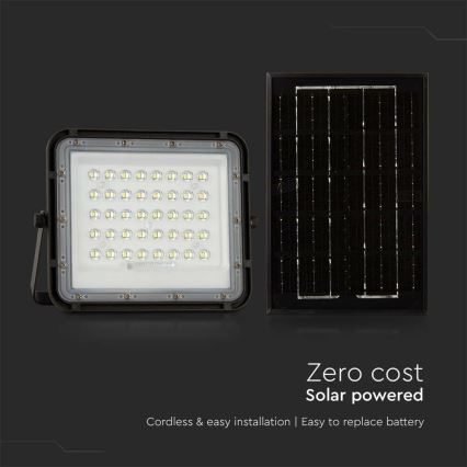 LED Вуличний з регулюванням яскравості прожектор на сонячній батареї LED/6W/3,2V IP65 6400K 5000 mAh чорний + пульт дистанційного керування