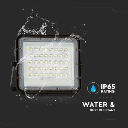 LED Вуличний з регулюванням яскравості прожектор на сонячній батареї LED/6W/3,2V IP65 6400K 5000 mAh чорний + пульт дистанційного керування
