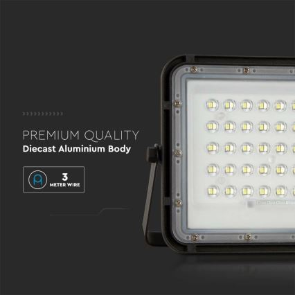 LED Вуличний з регулюванням яскравості прожектор на сонячній батареї LED/6W/3,2V IP65 6400K 5000 mAh чорний + пульт дистанційного керування