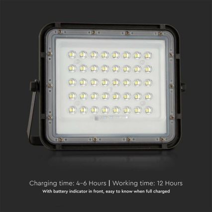 LED Вуличний з регулюванням яскравості прожектор на сонячній батареї LED/6W/3,2V IP65 6400K 5000 mAh чорний + пульт дистанційного керування