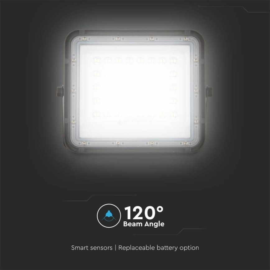 LED Вуличний з регулюванням яскравості прожектор на сонячній батареї LED/6W/3,2V IP65 6400K 5000 mAh чорний + пульт дистанційного керування