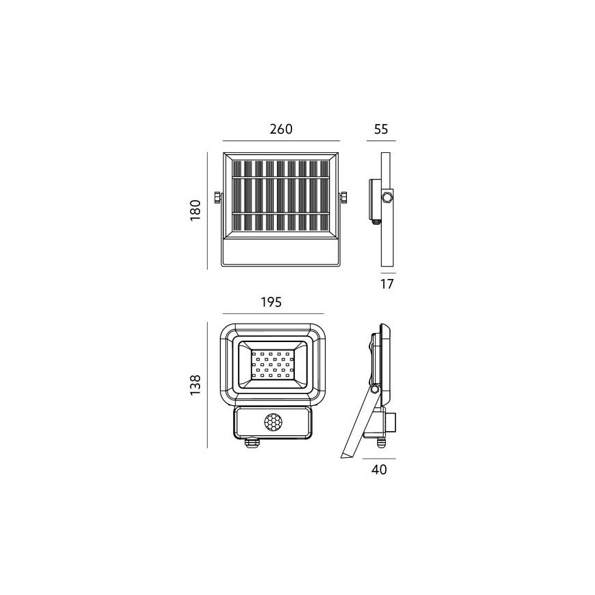 LED Вуличний прожектор на сонячній батареї з датчиком LED/20W/3,7V 6500K IP65 4400 mAh