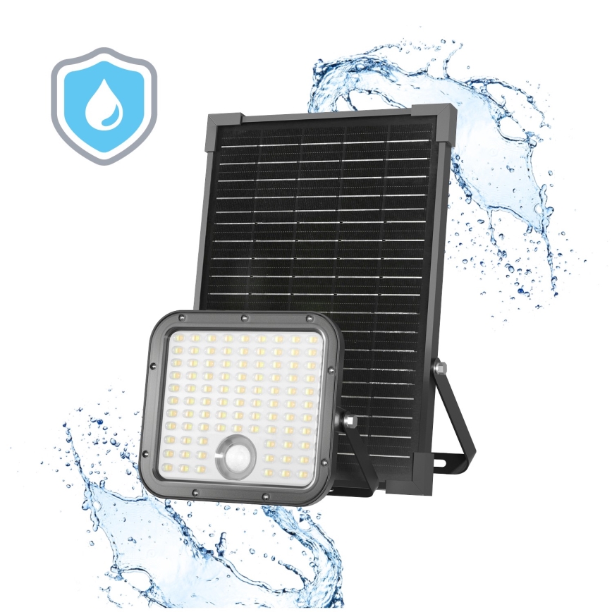 LED Вуличний прожектор на сонячній батареї з датчиком LED/30W/6,4V IP65 3000/4000K + пульт дистанційного керування
