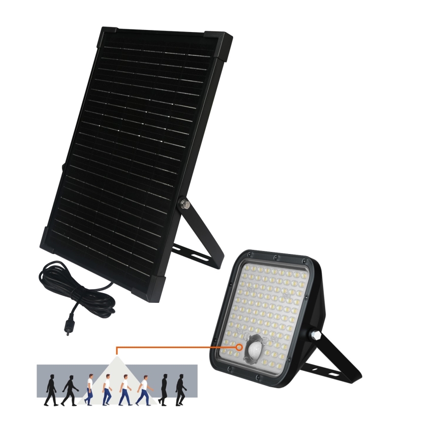 LED Вуличний прожектор на сонячній батареї з датчиком LED/30W/6,4V IP65 3000/4000K + пульт дистанційного керування