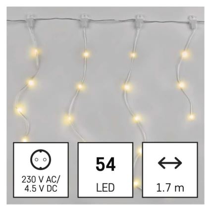 Світлодіодний зовнішній різдвяний гірлянд 54xLED/8 функцій 6,7x0,7м IP44 тепле біле світло