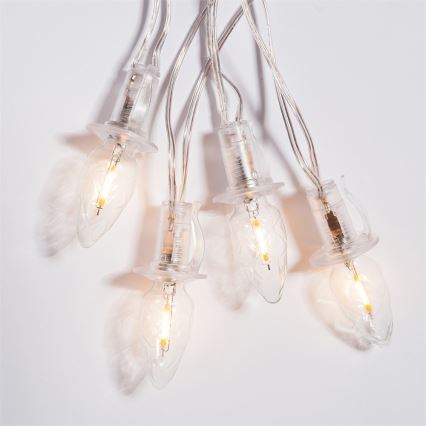 Світлодіодний зовнішній різдвяний гірлянд CONE FILAMENT 20xE10 19м прозорий/теплий білий IP44, Виготовлено в Чехії