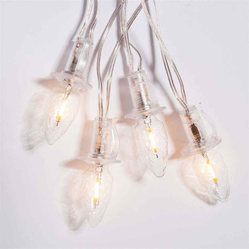 Світлодіодний зовнішній різдвяний гірлянд CONE FILAMENT 20xE10 19м прозорий/теплий білий IP44, Виготовлено в Чехії