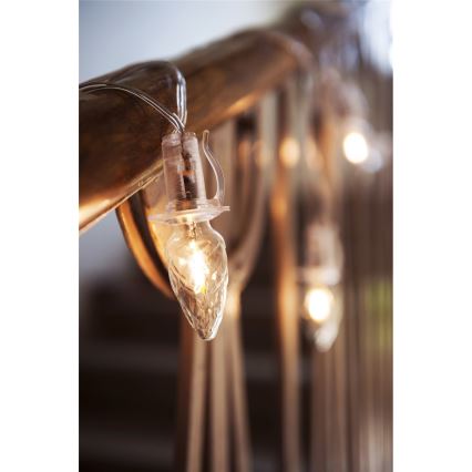 Світлодіодний зовнішній різдвяний гірлянд CONE FILAMENT 20xE10 19м прозорий/теплий білий IP44, Виготовлено в Чехії