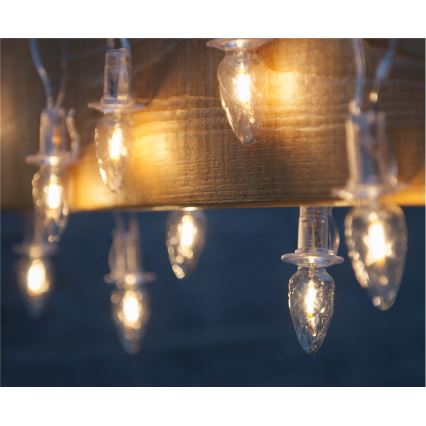 Світлодіодний зовнішній різдвяний гірлянд CONE FILAMENT 20xE10 19м прозорий/теплий білий IP44, Виготовлено в Чехії